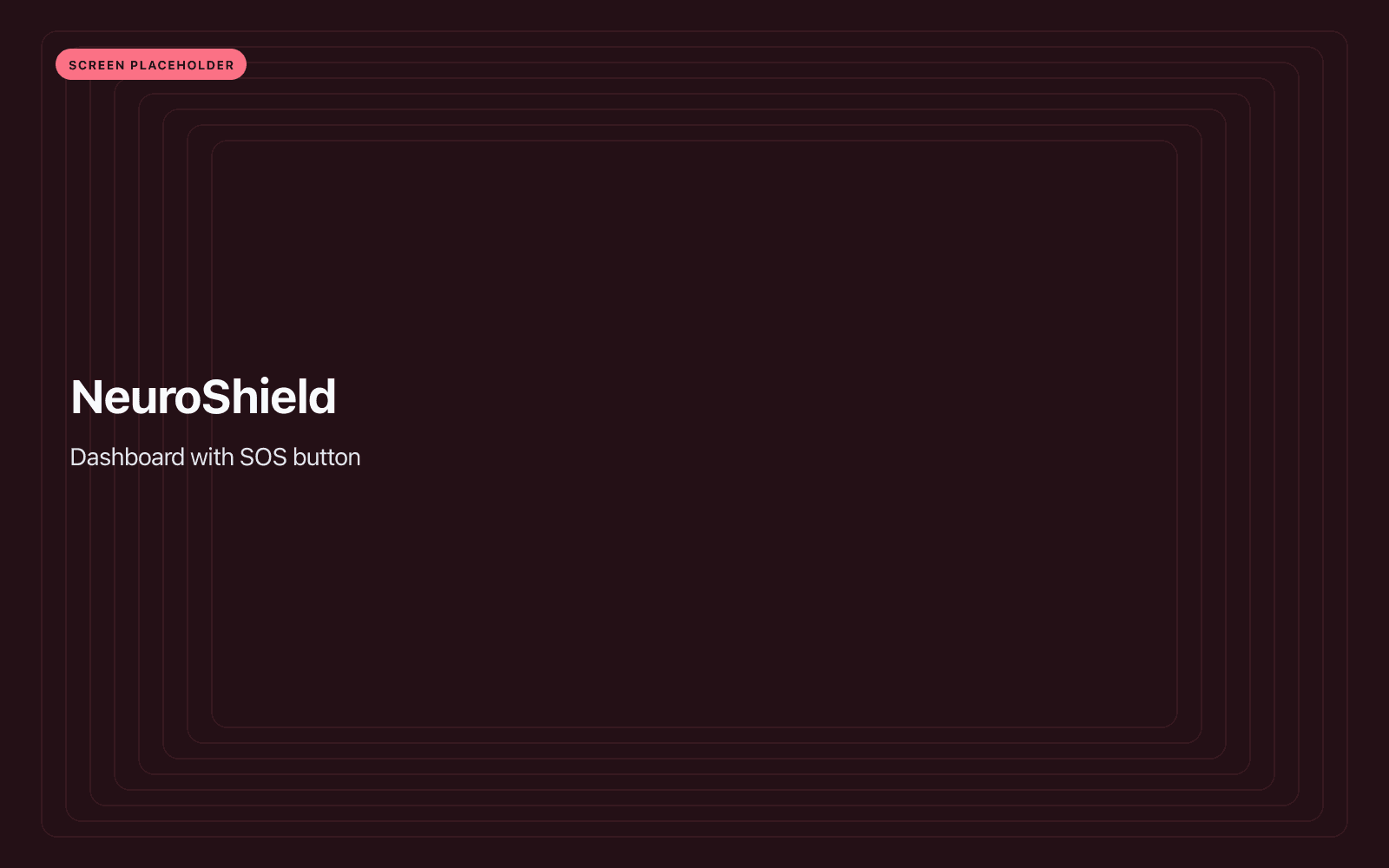 NeuroShield home screen with a large SOS button and safety tools